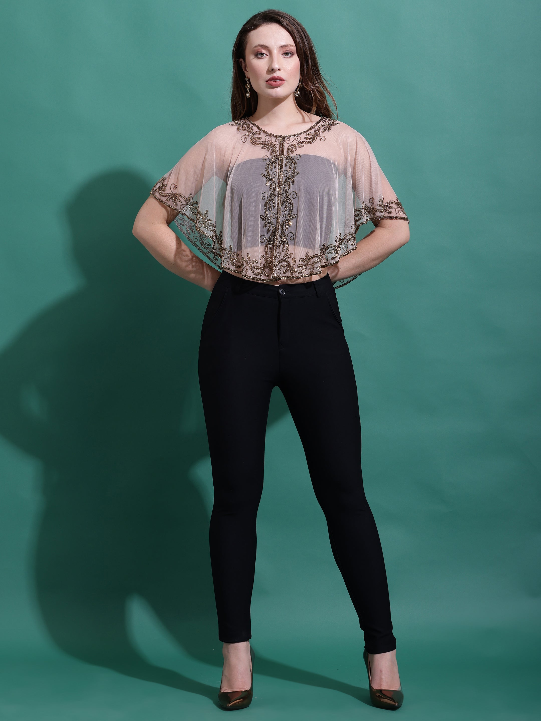 Rose Gold Embroidered Shrug