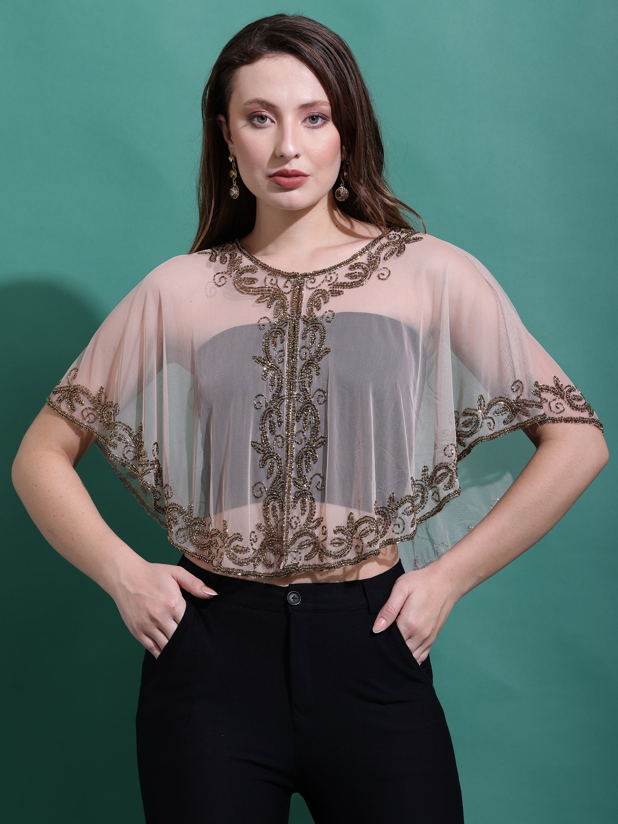 Rose Gold Embroidered Shrug