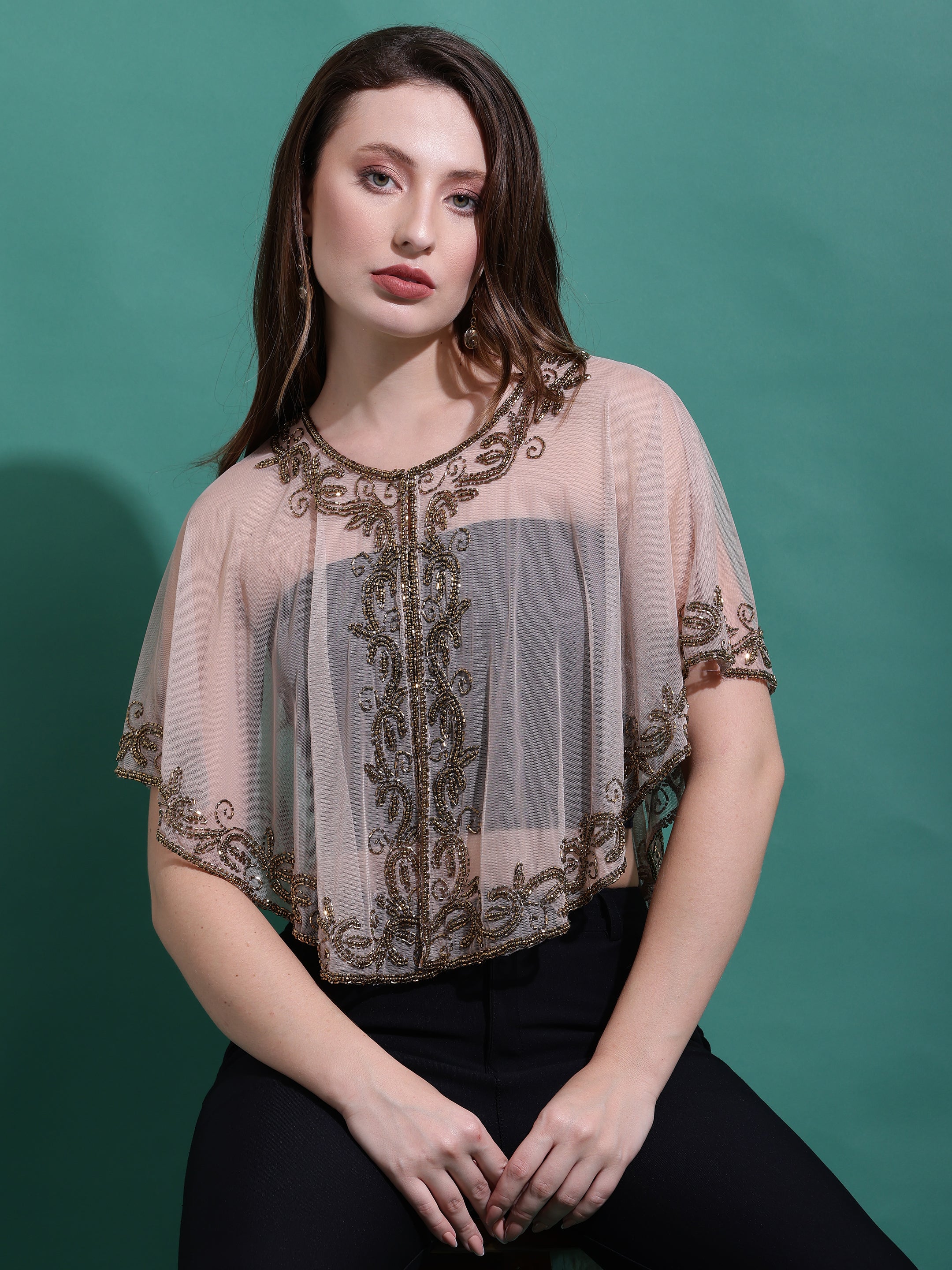 Rose Gold Embroidered Shrug