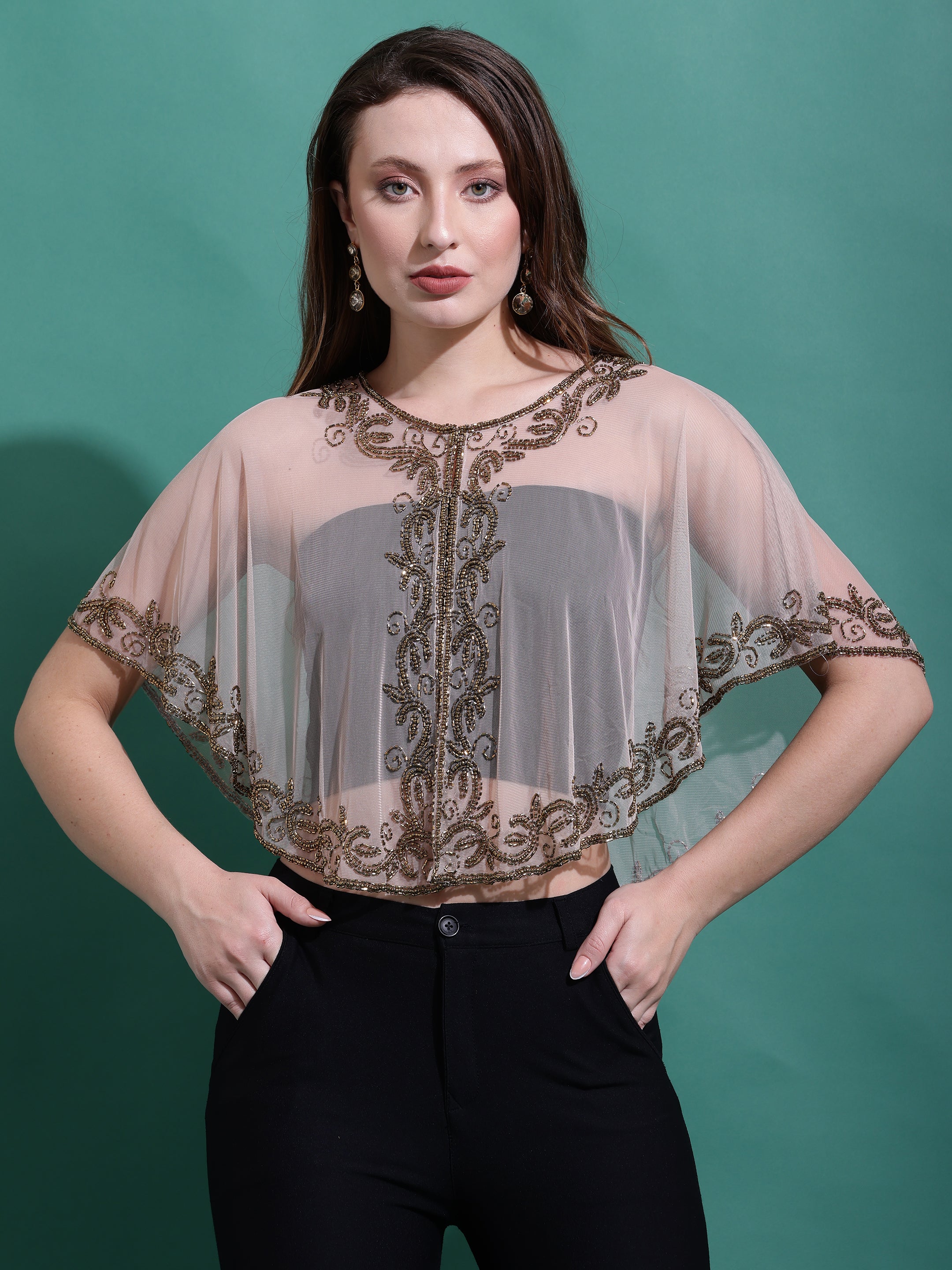 Rose Gold Embroidered Shrug