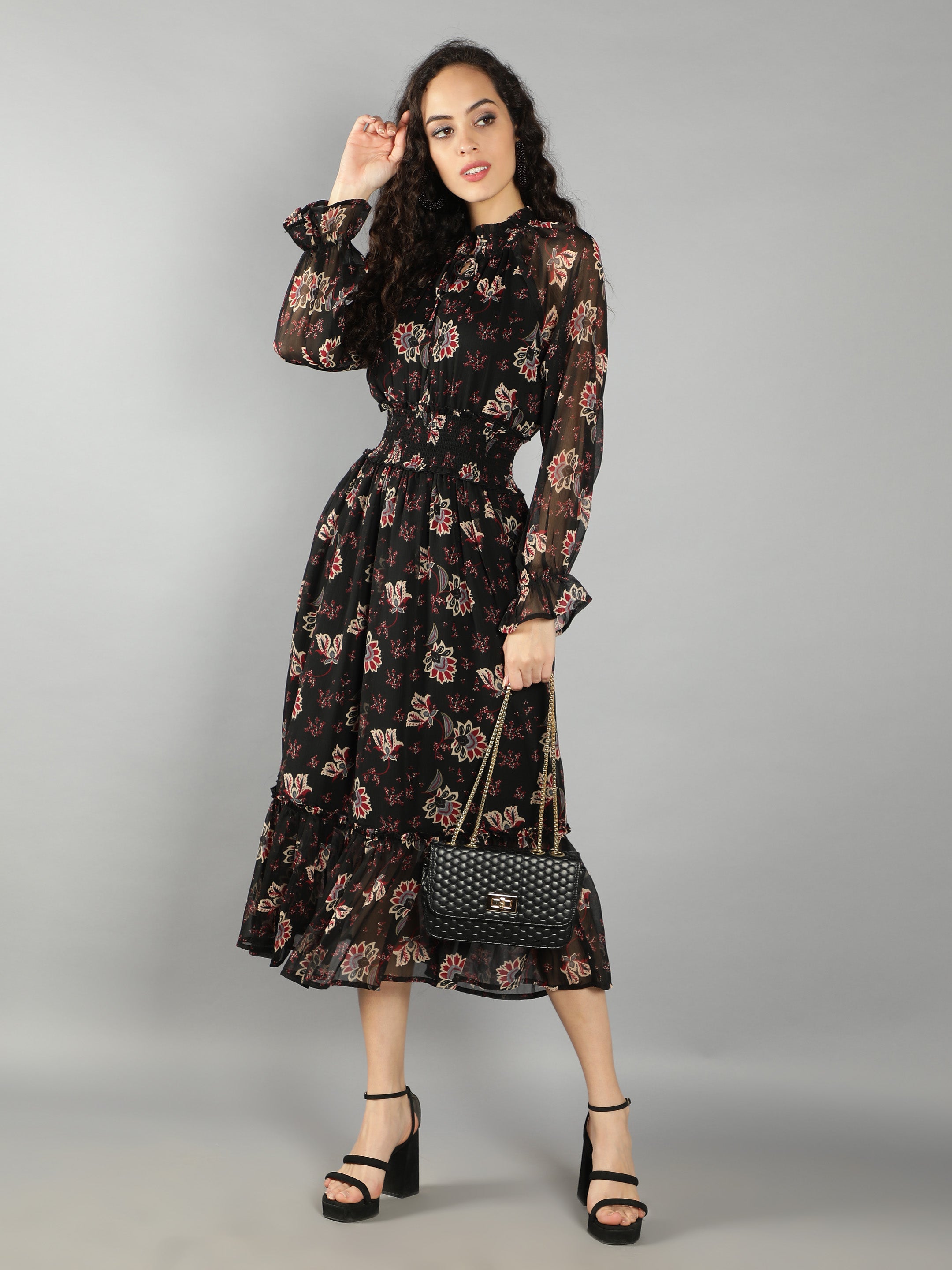 Black Floral Maxi Dress