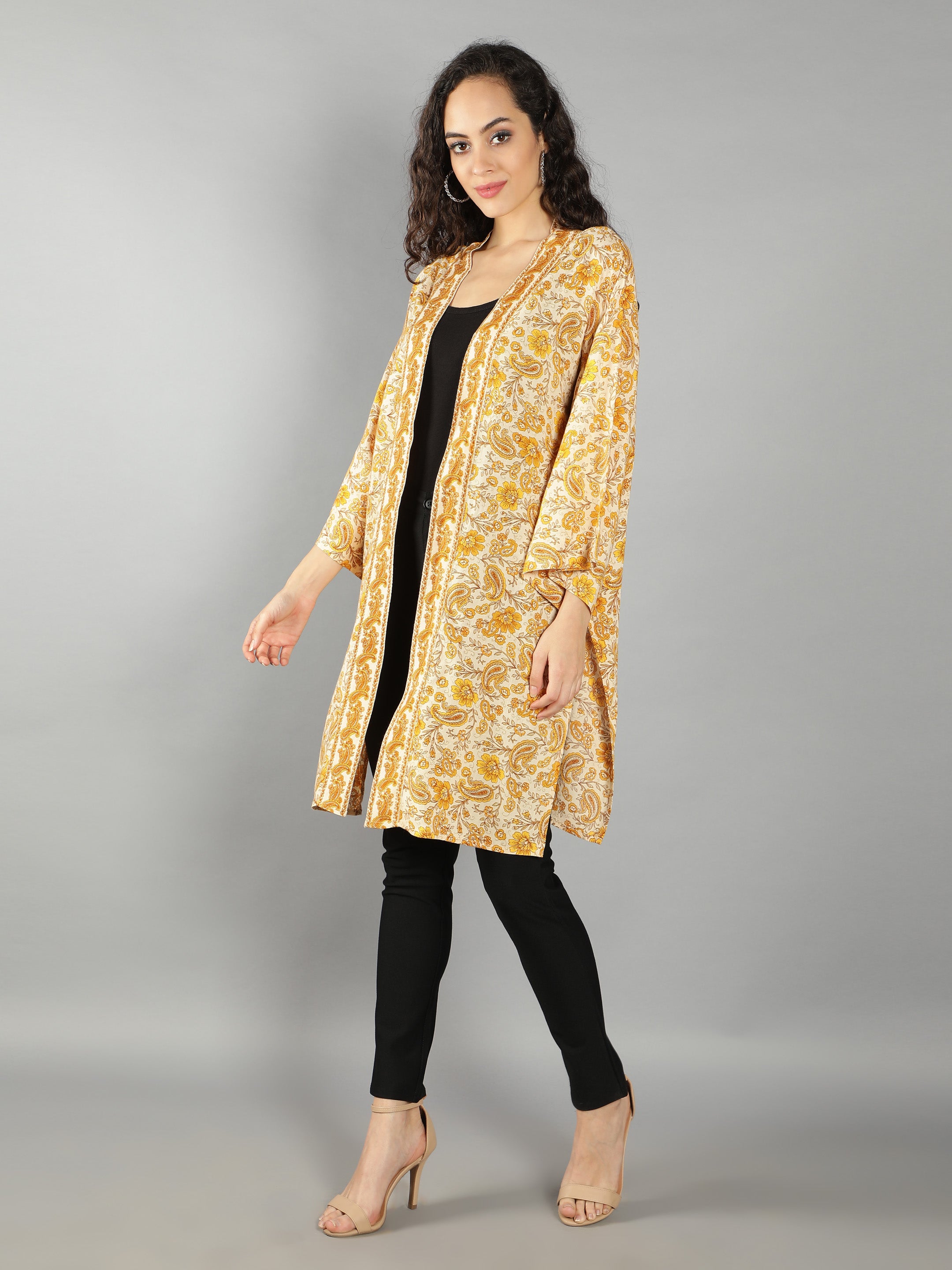 Mustard Leaf Long Open Shrug