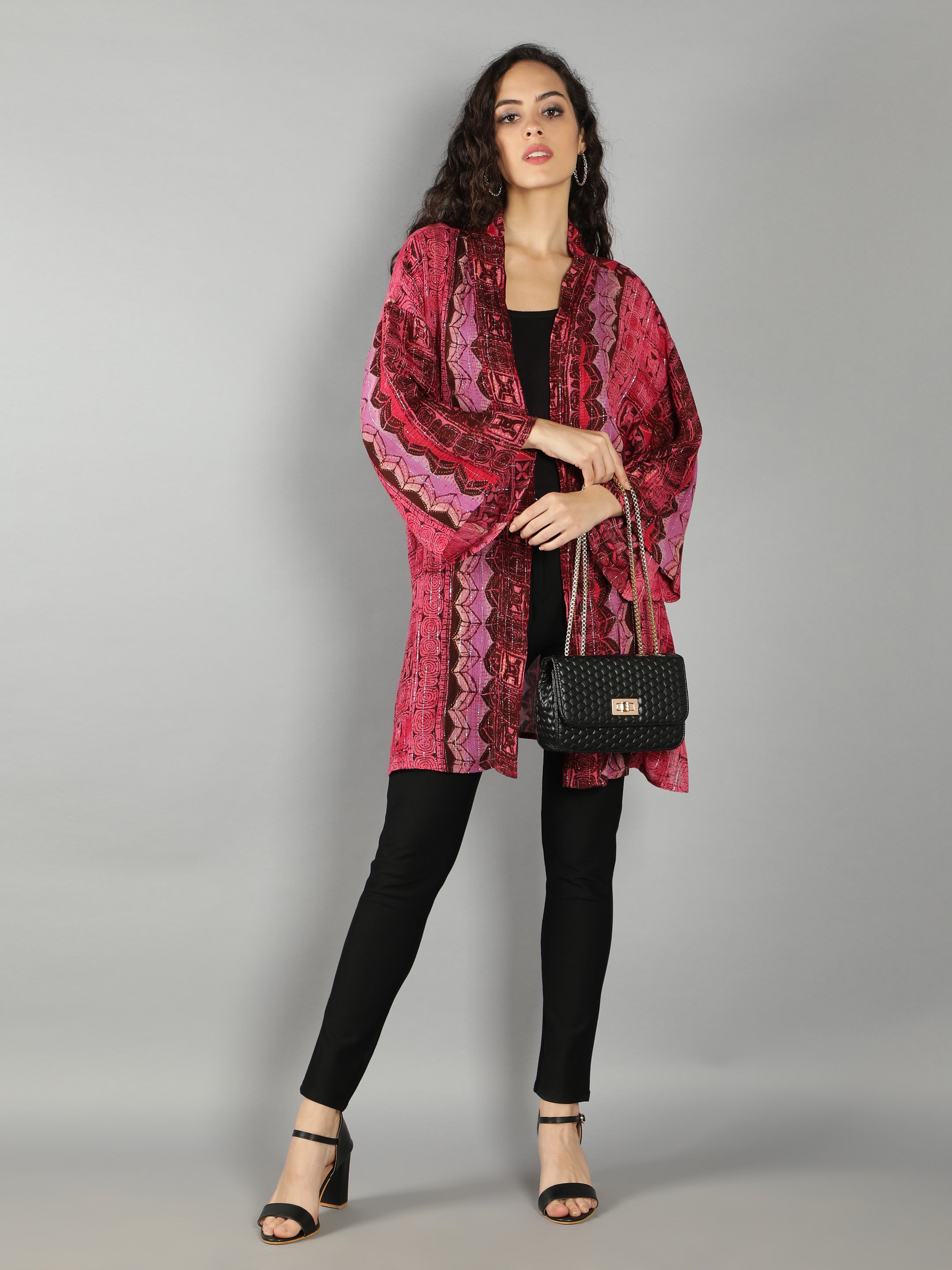 Red Lurex Open Long Shrug