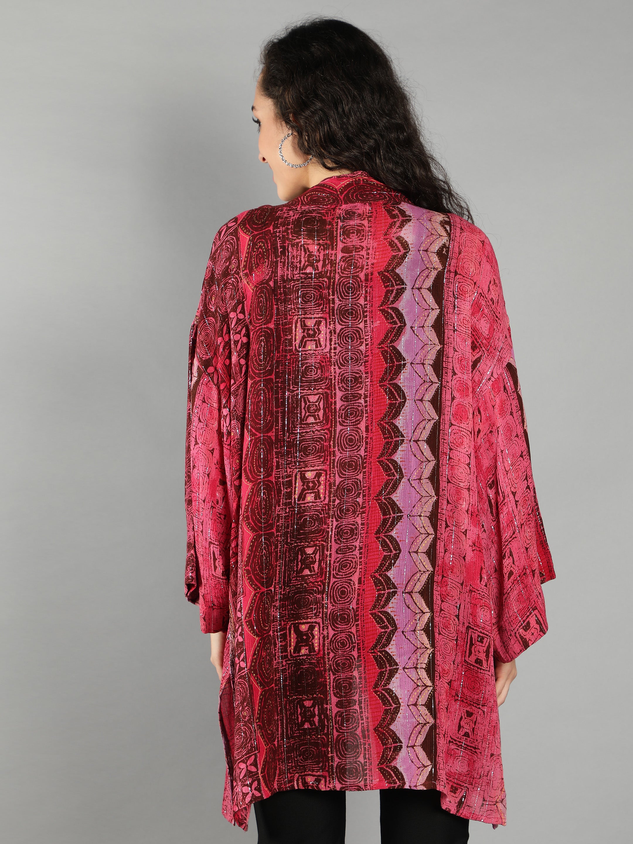 Red Lurex Open Long Shrug
