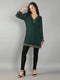 Green Embellished V Neck Kurti (With Lining)