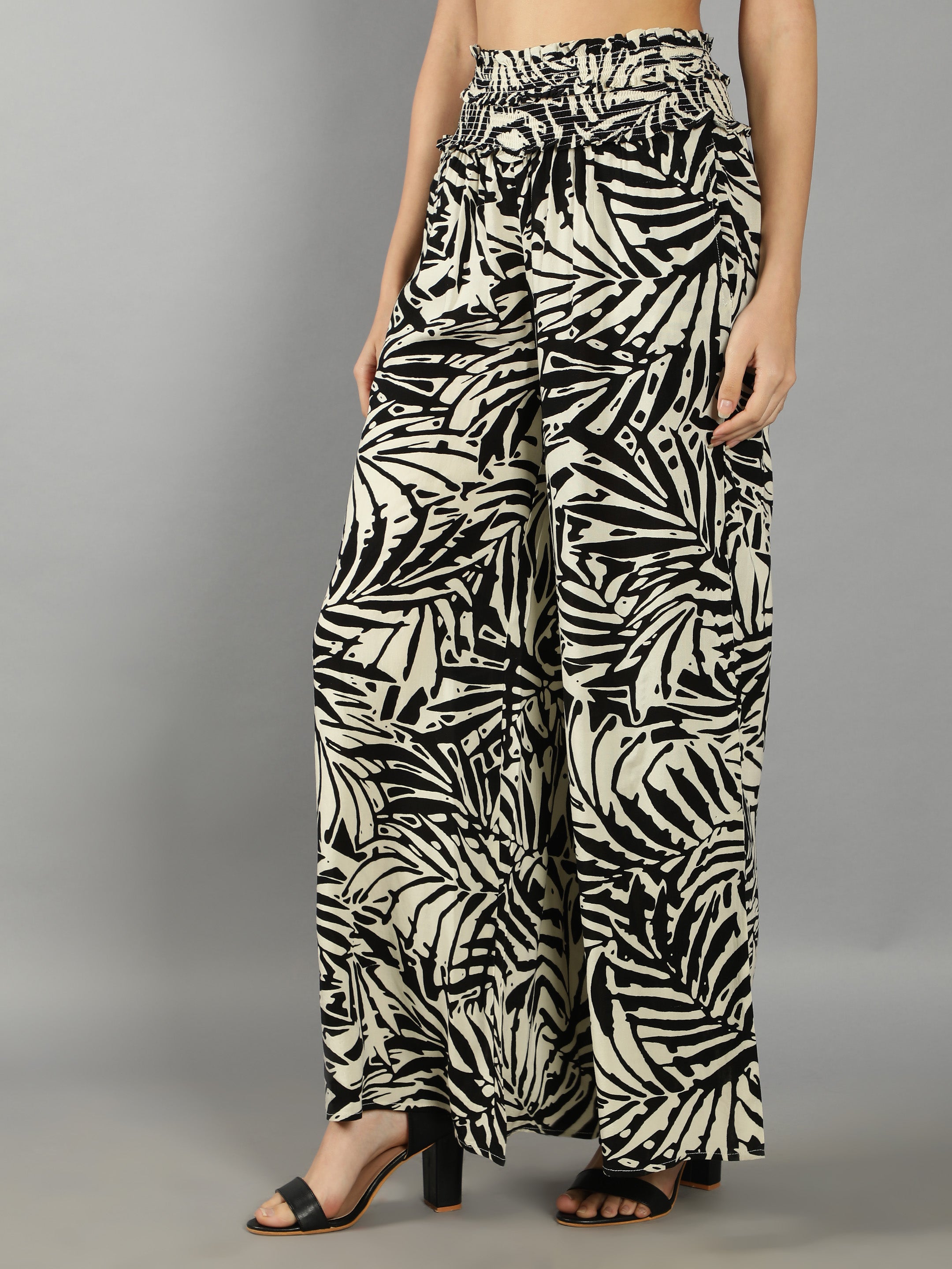 Black Abstract Print Pants