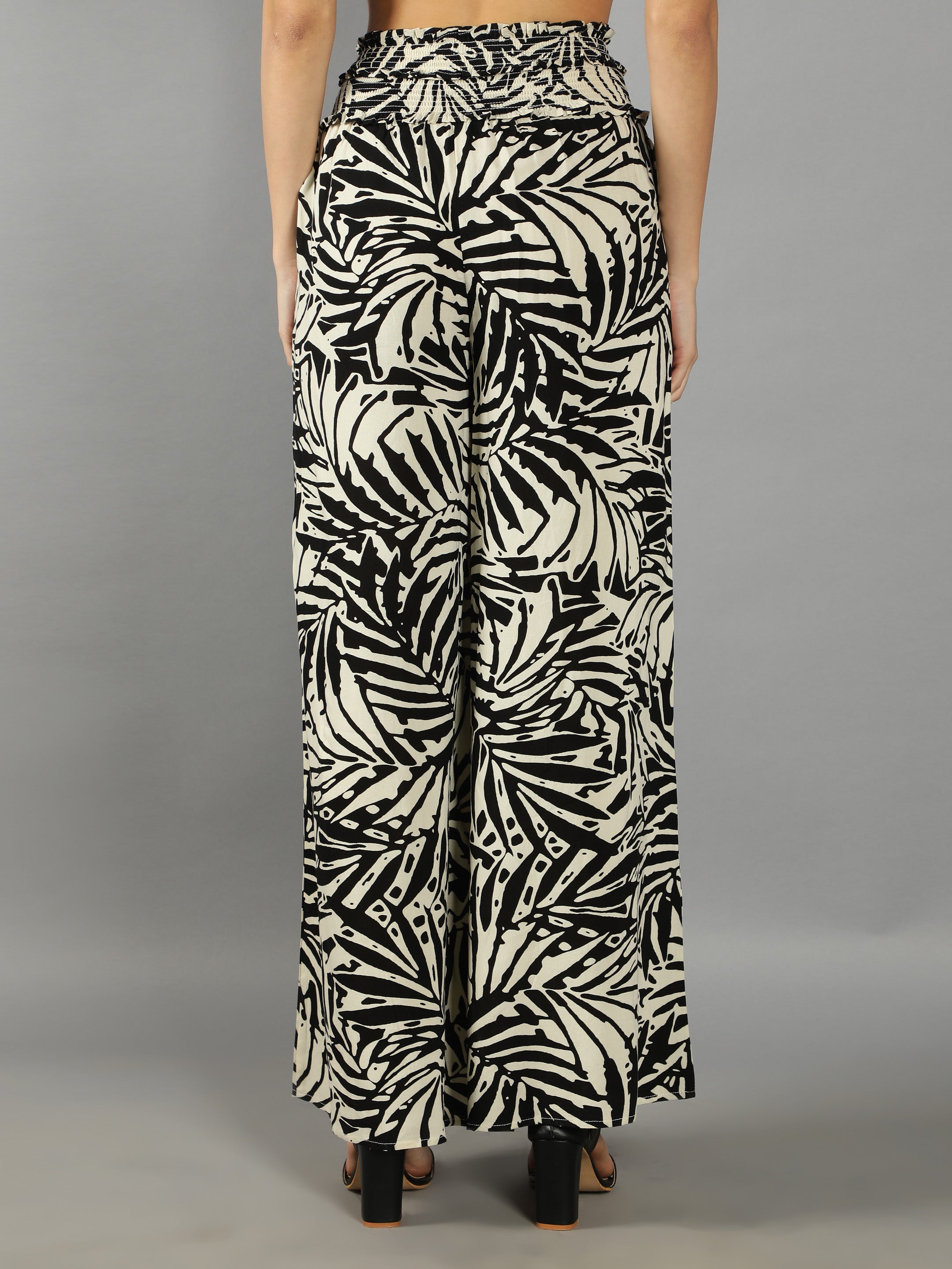 Black Abstract Print Pants