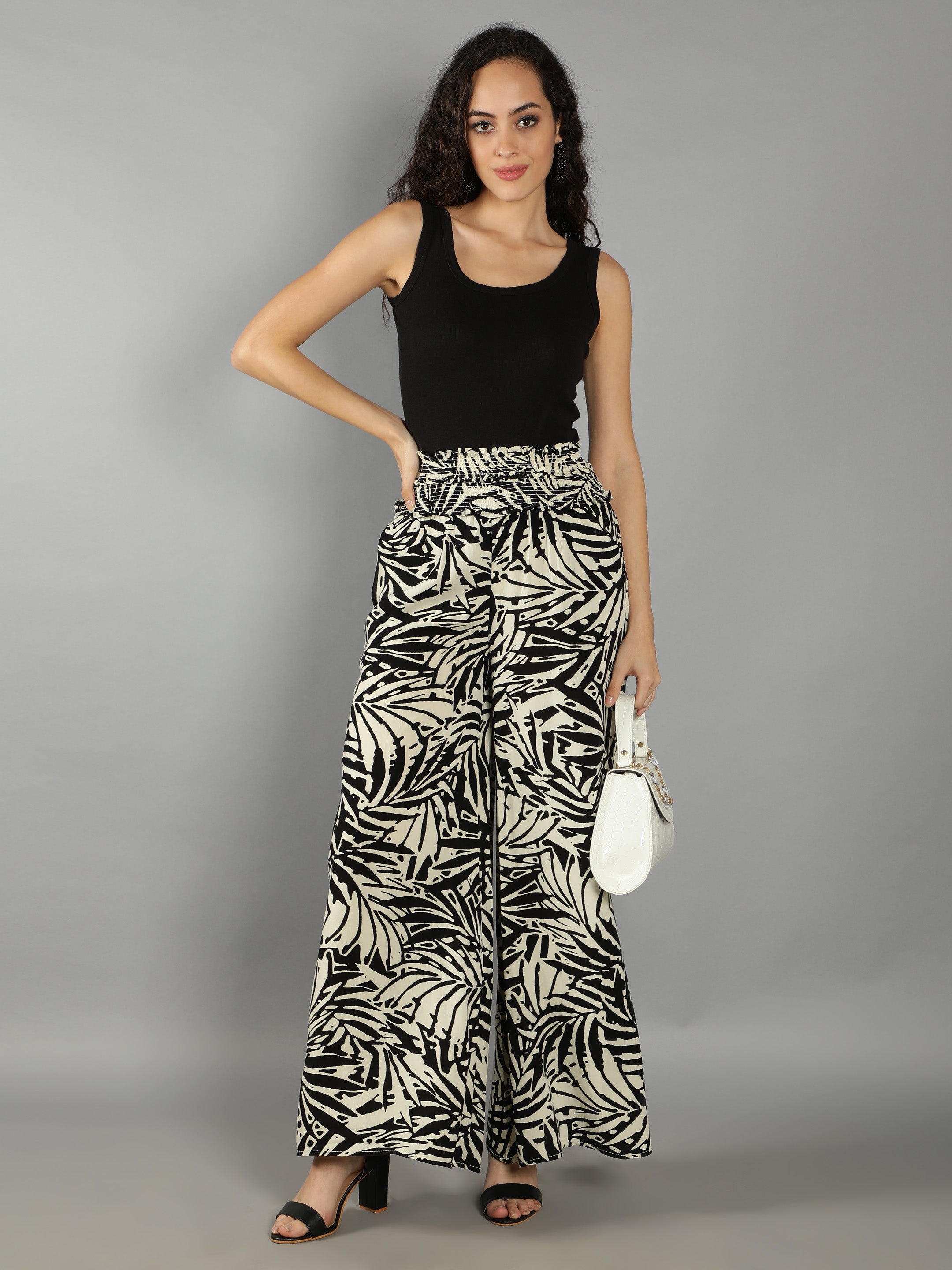Black Abstract Print Pants