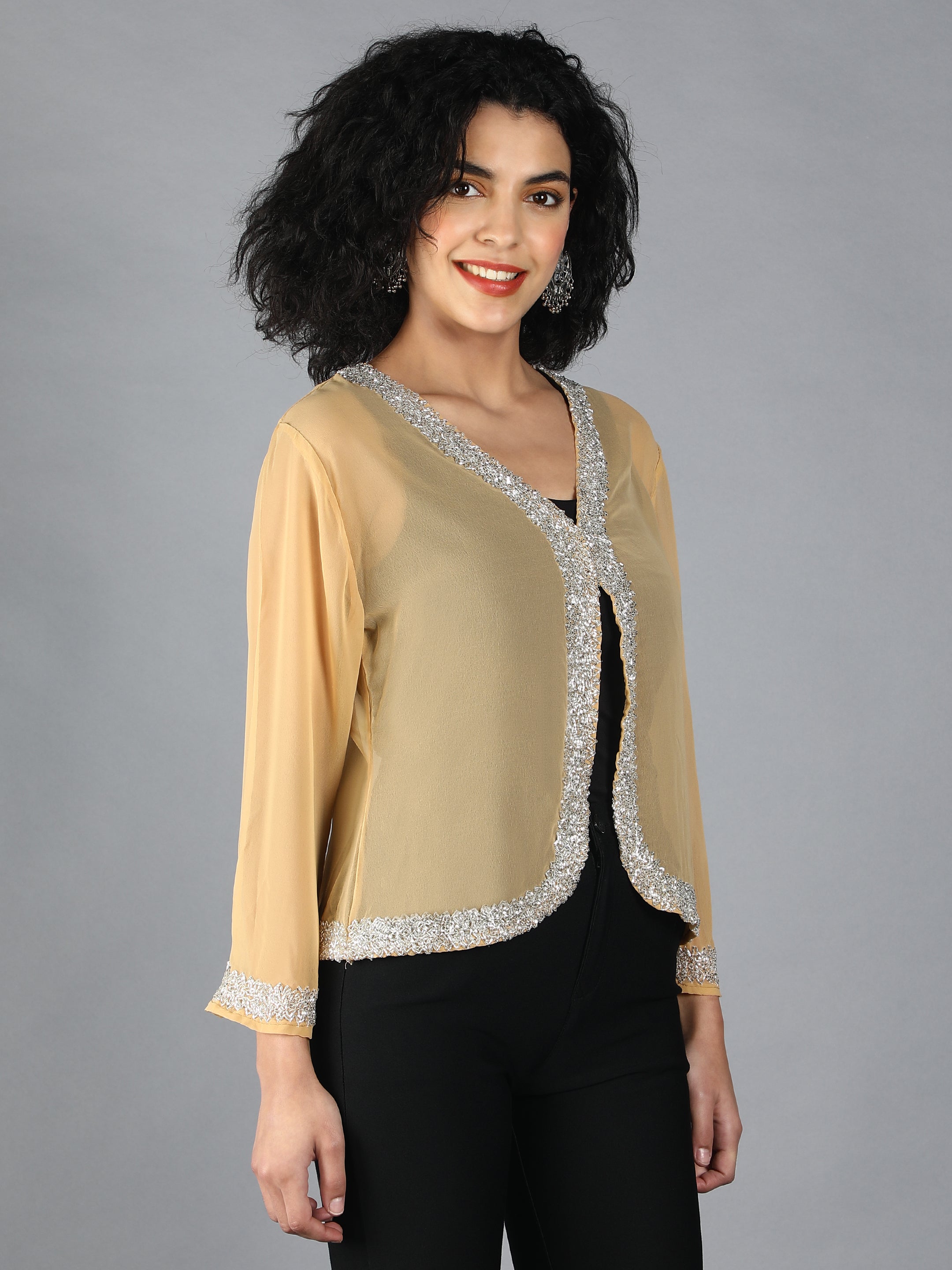 Embellished Short Open Shrug