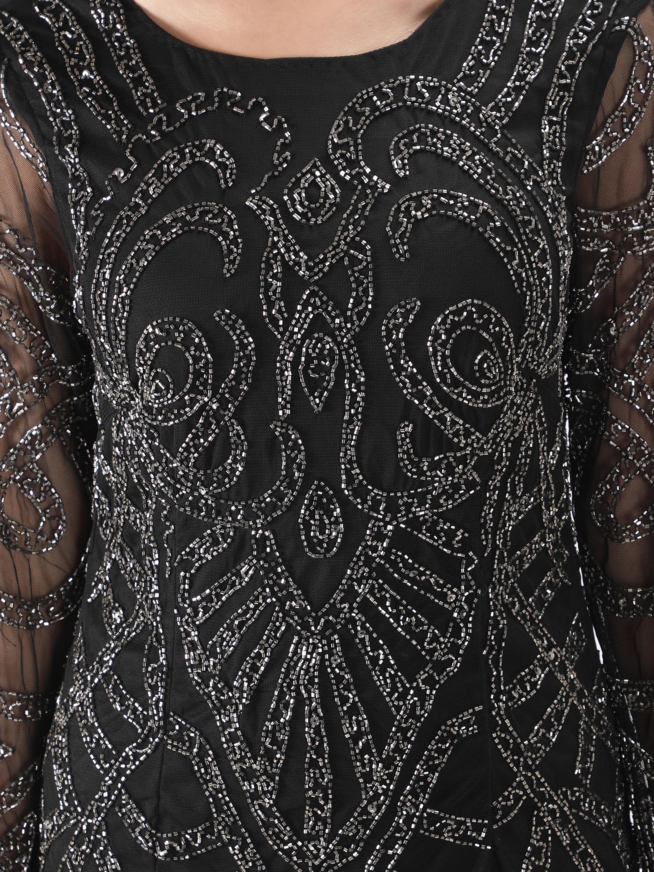 Black Embellished Midi Dress