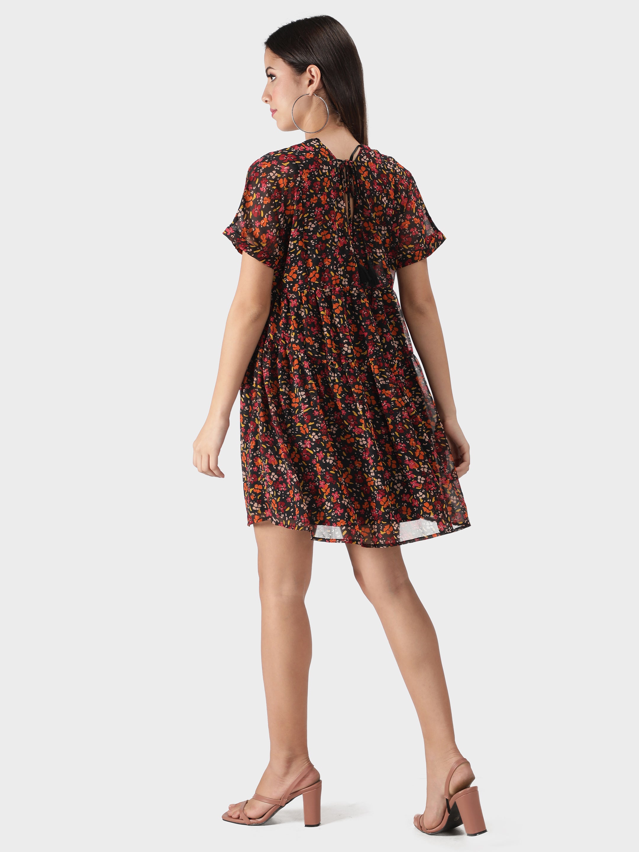 Black Floral Midi Dress