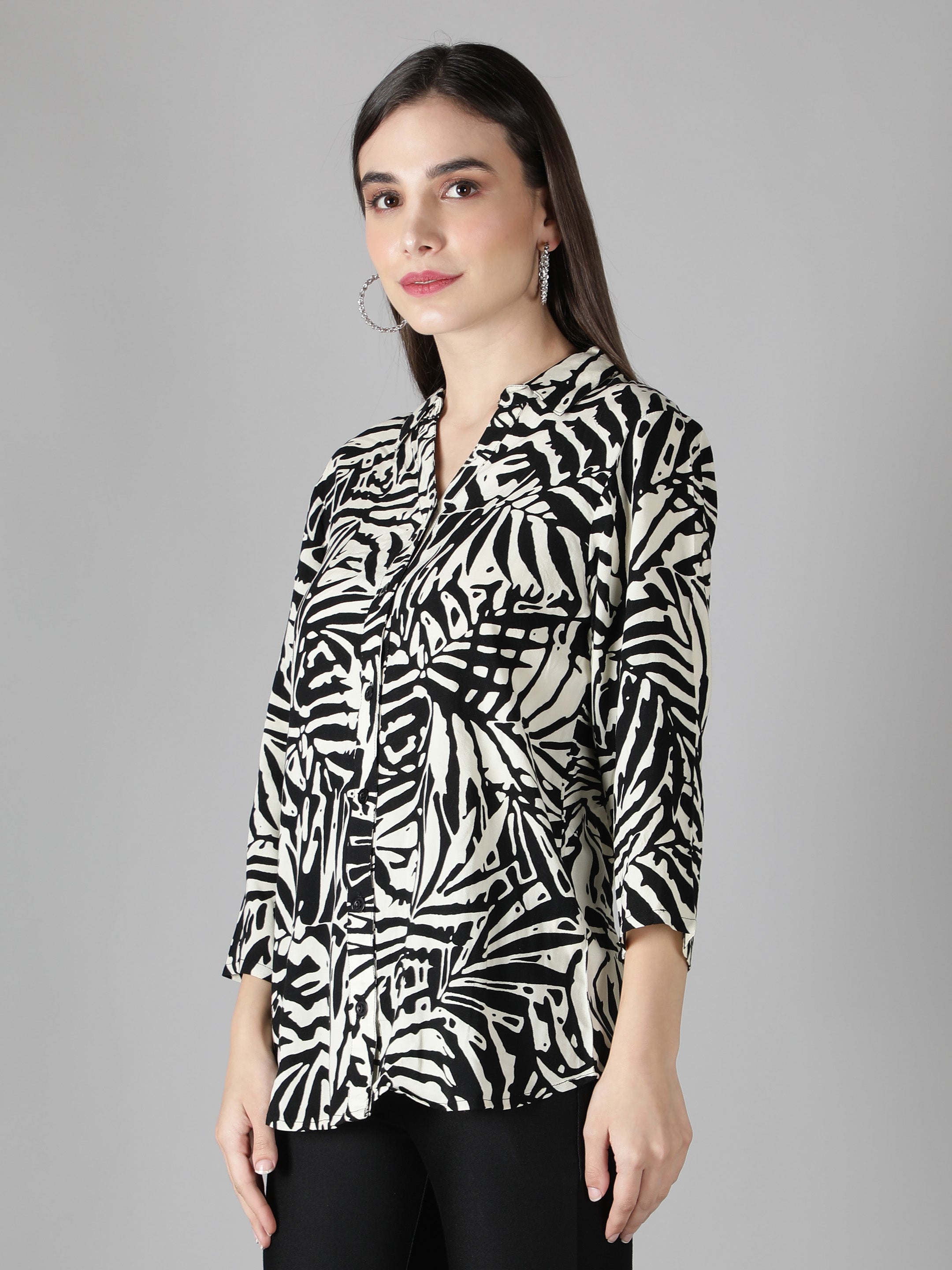 Black Abstract Print Shirt