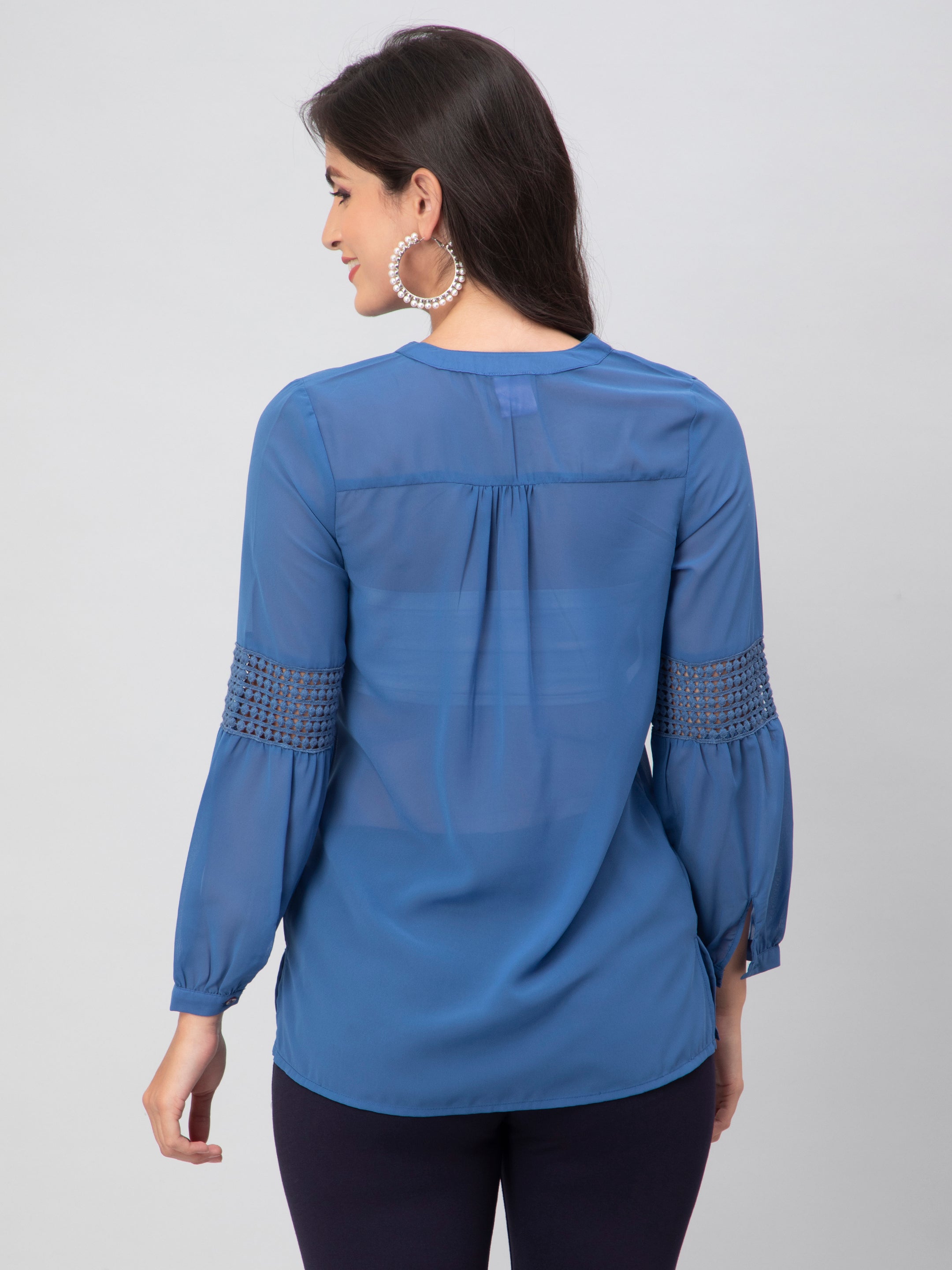 Blue Pintex Embellished Top