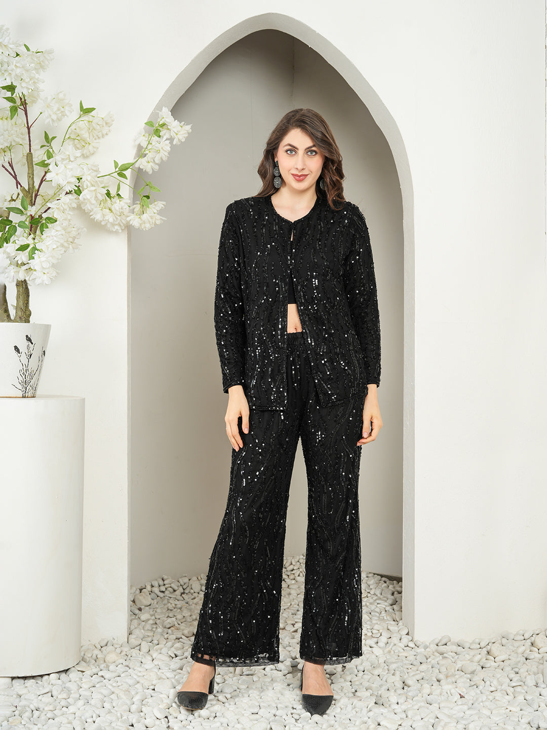 Black Embellished Co-Ord Set