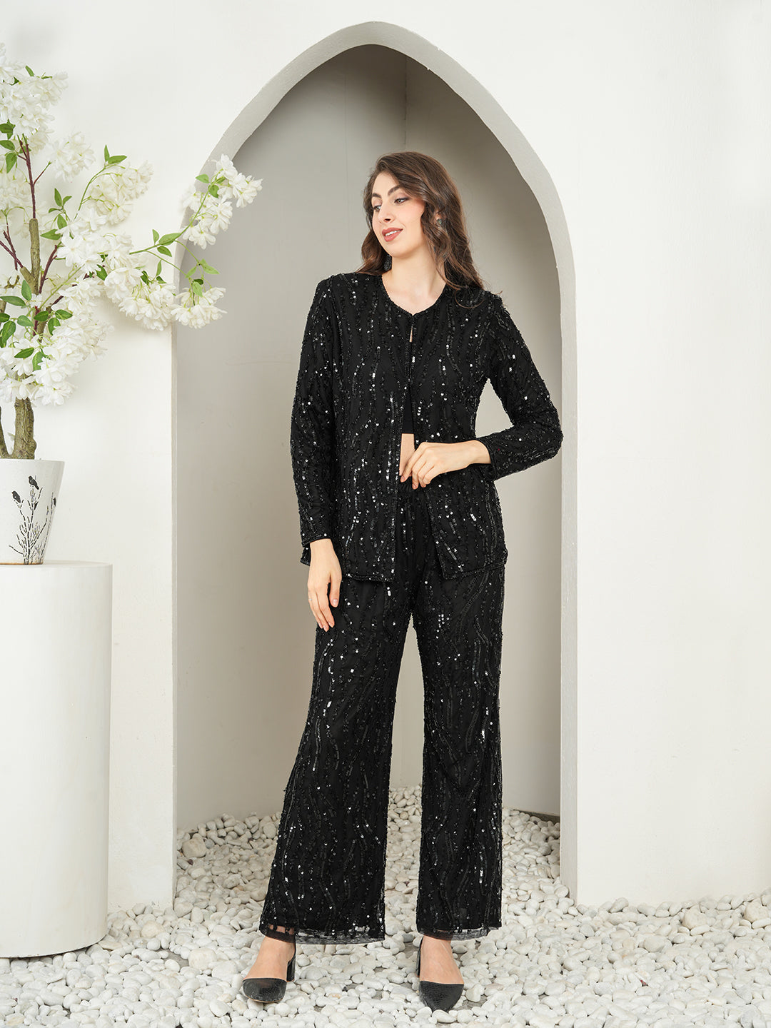 Black Embellished Co-Ord Set