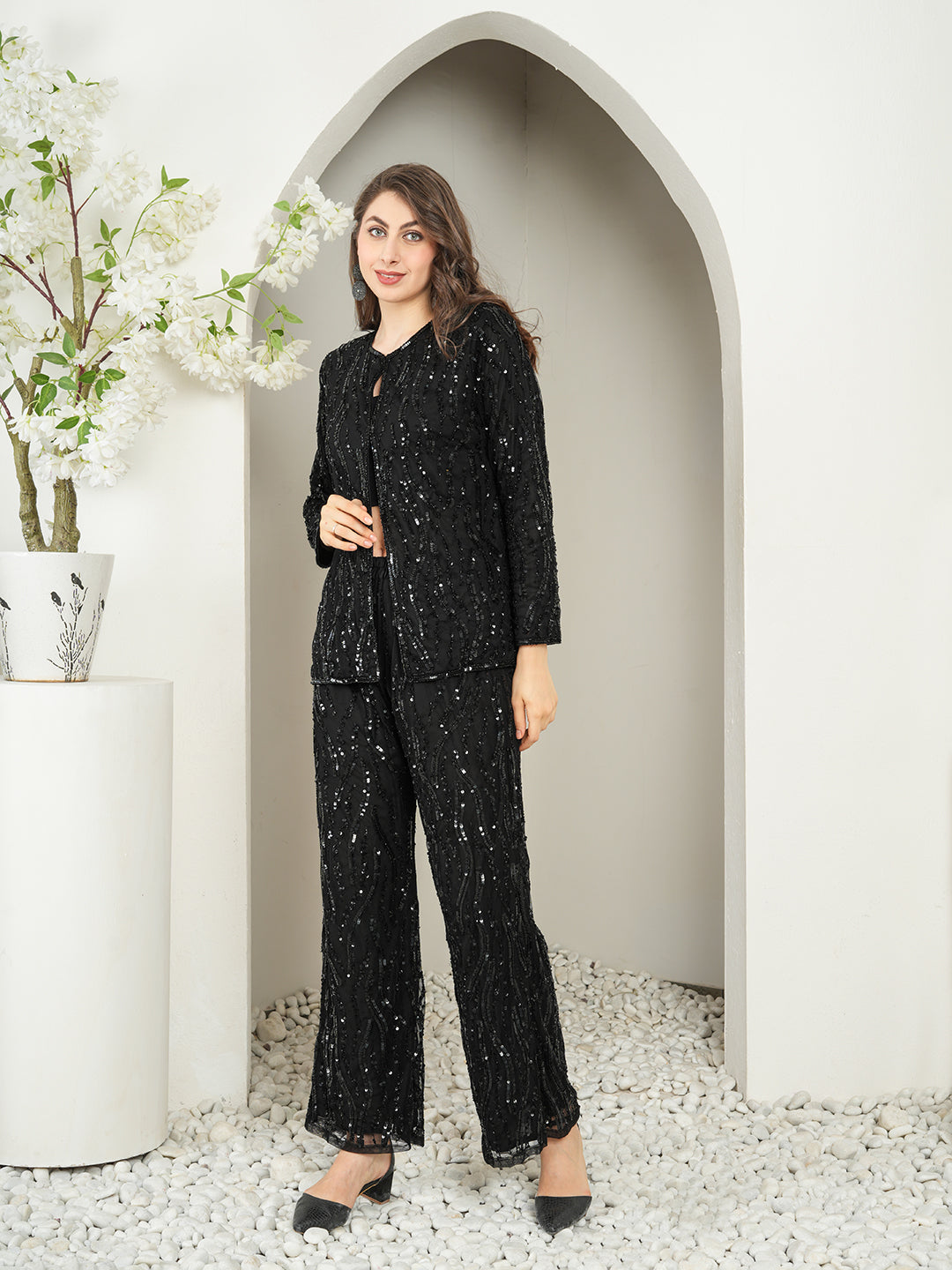 Black Embellished Co-Ord Set