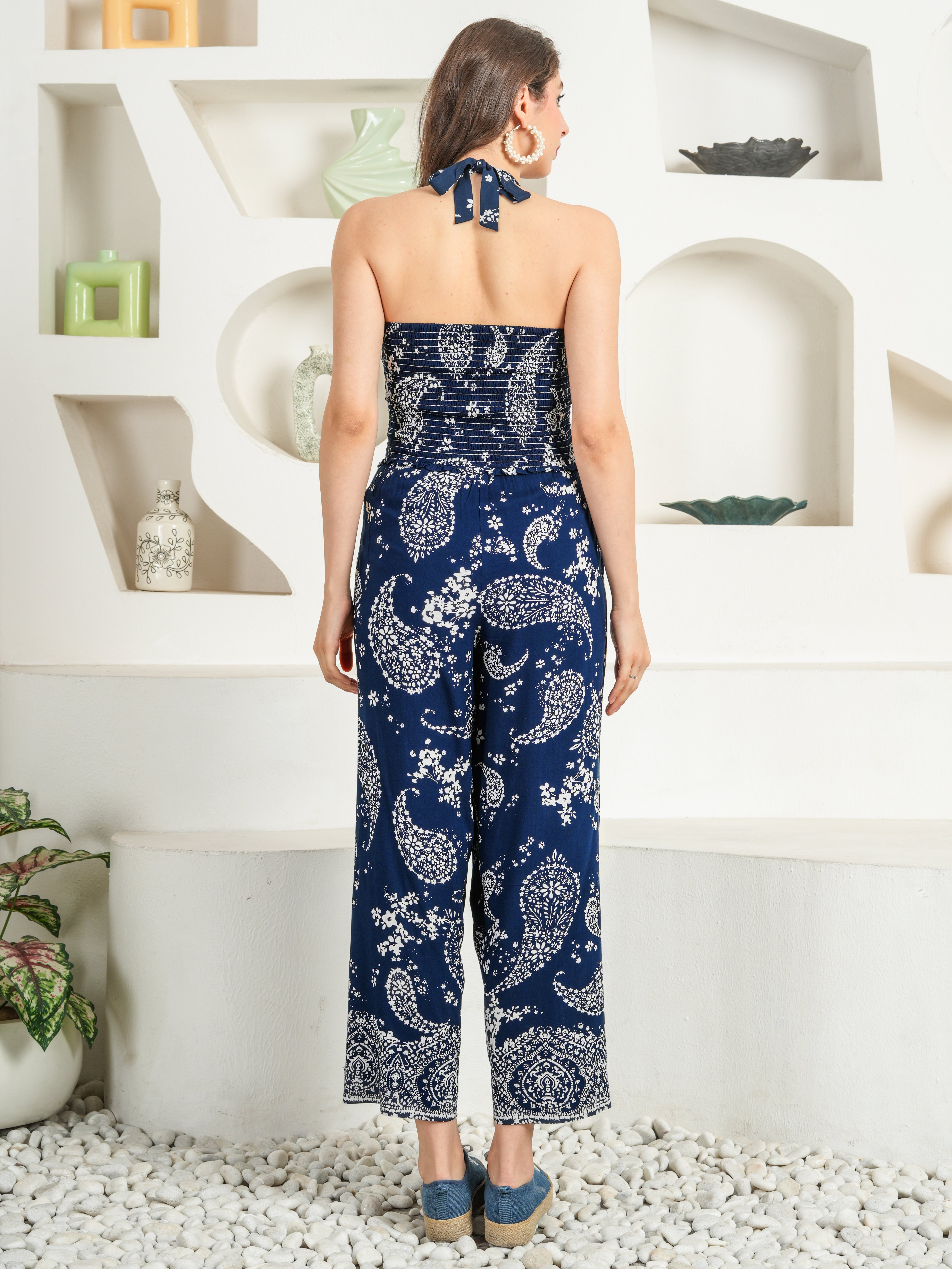Lucia Navy Abstract Print Jumpsuit