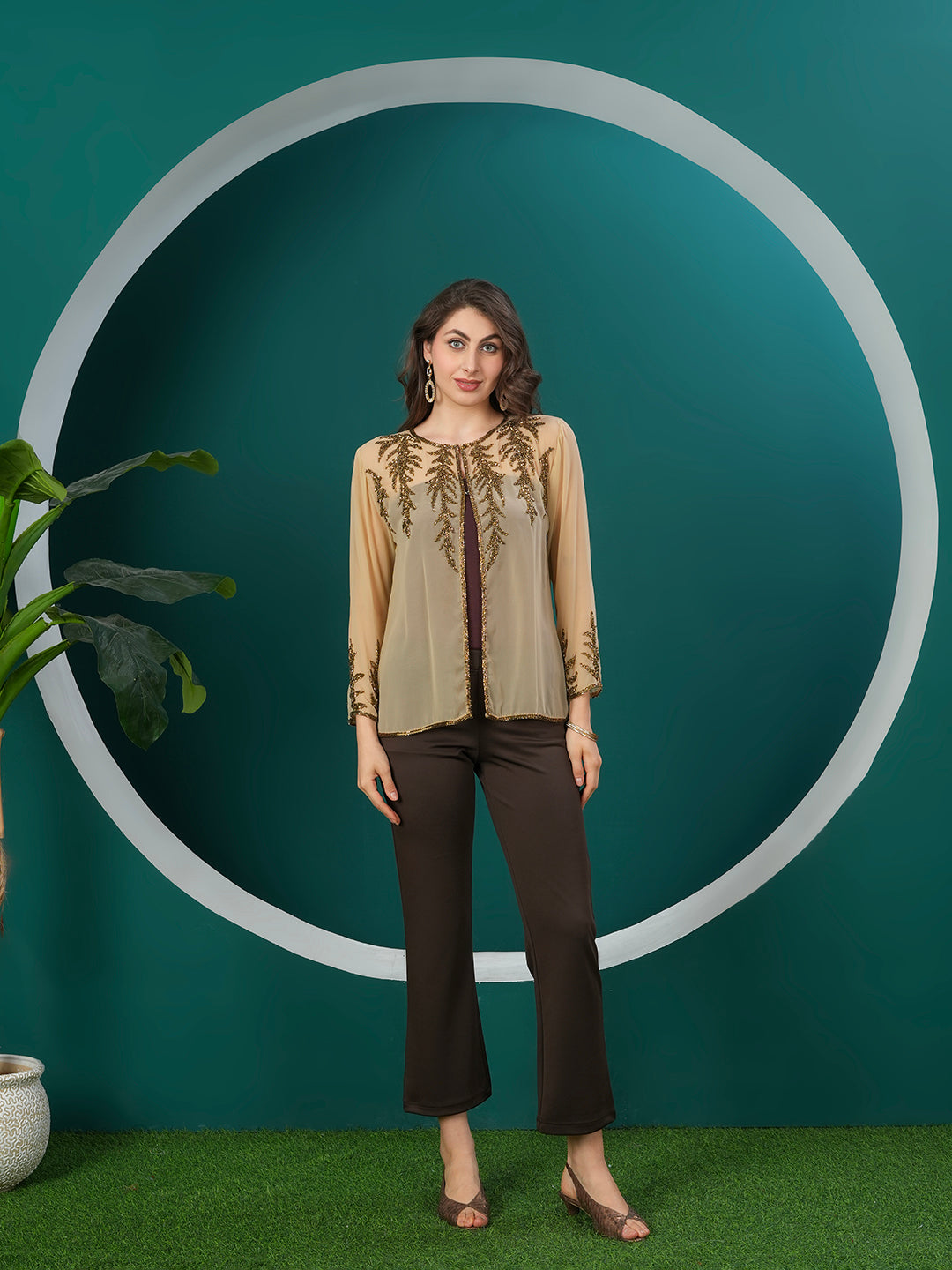Gold Leaf Embellished Shrug