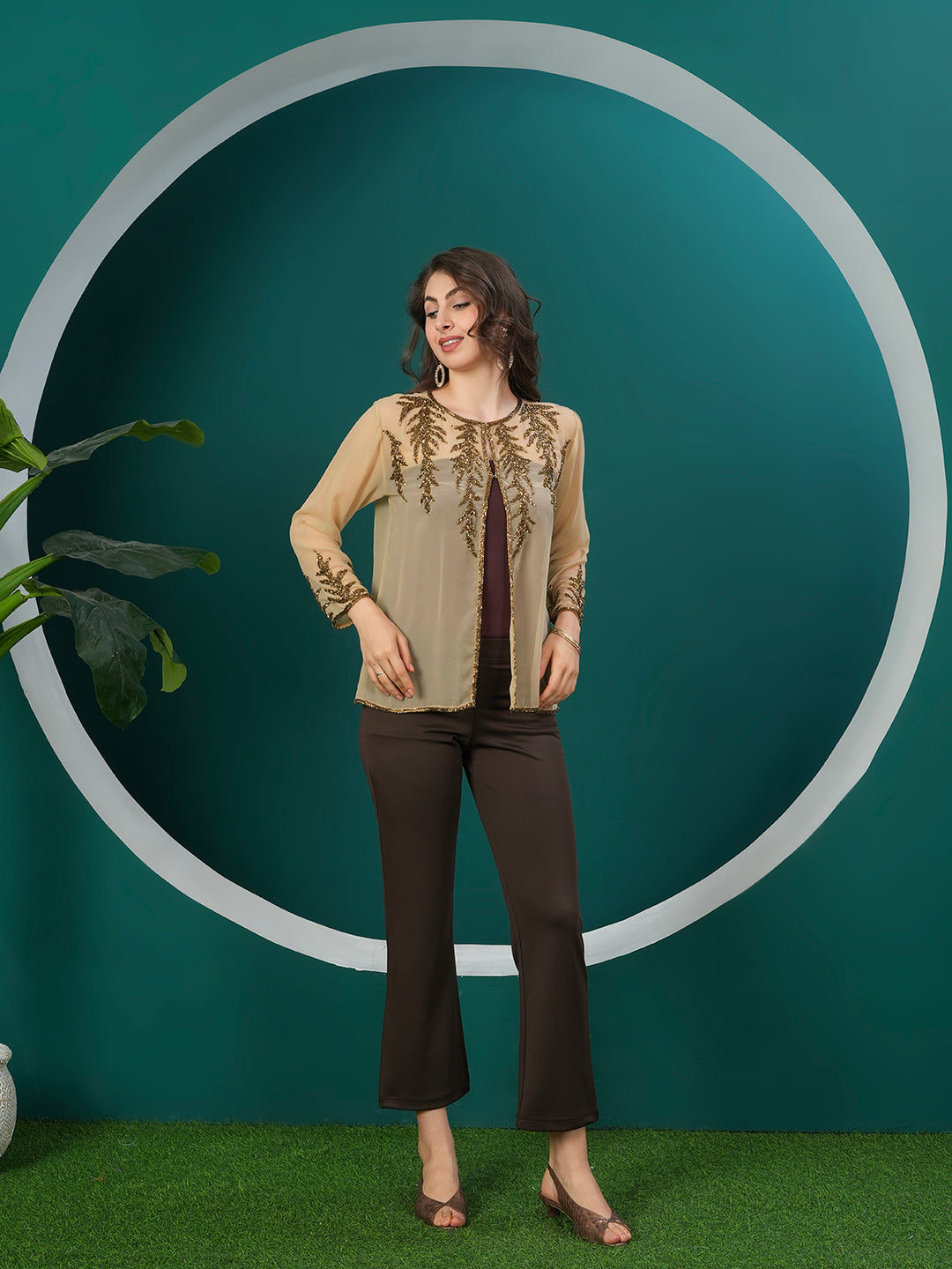 Gold Leaf Embellished Shrug