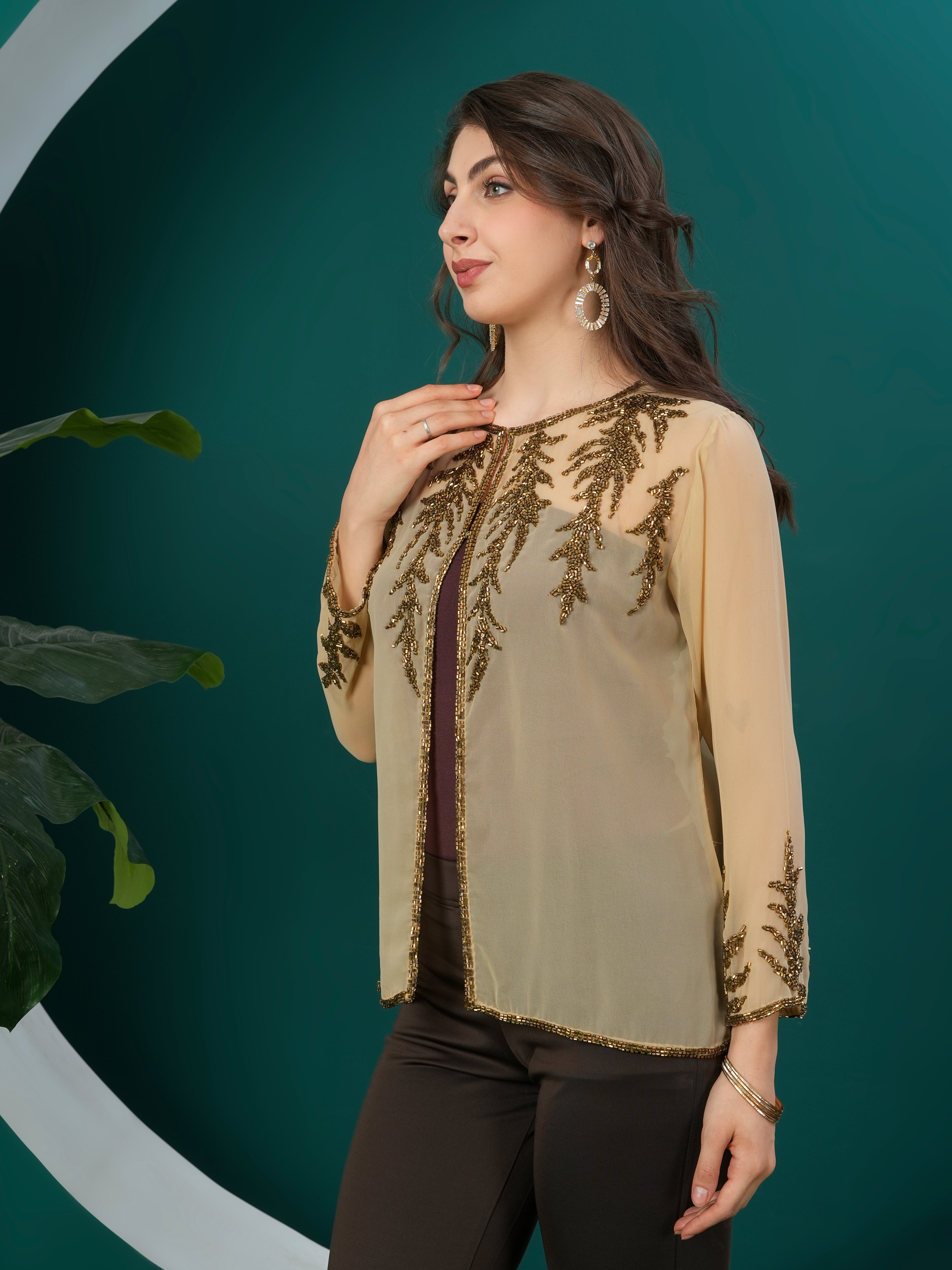Gold Leaf Embellished Shrug