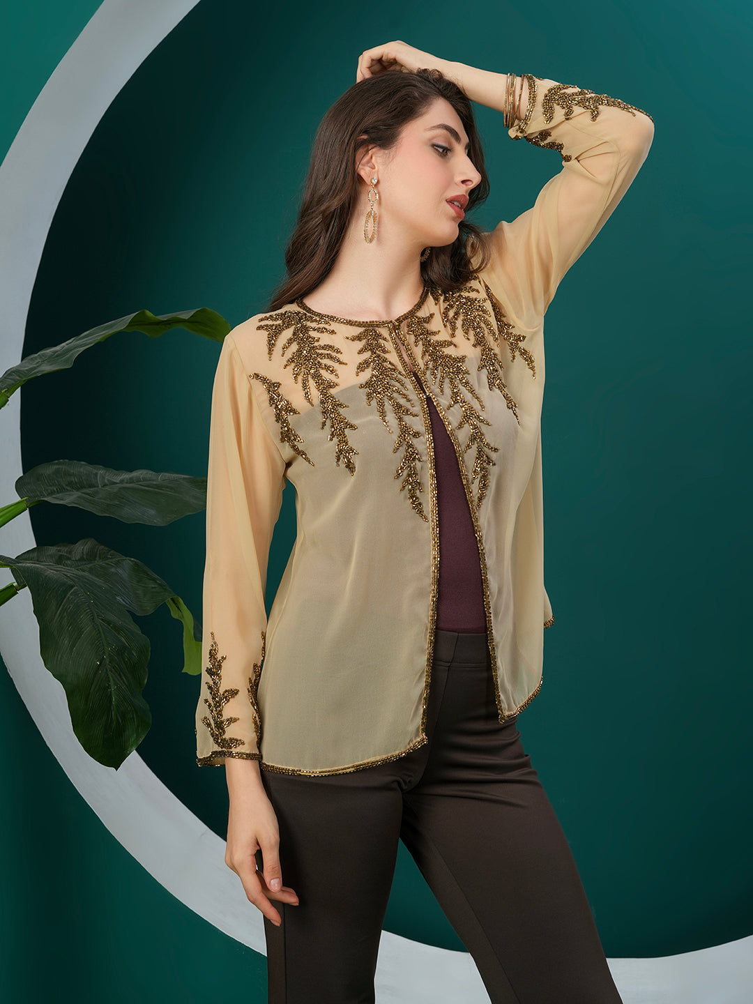 Gold Leaf Embellished Shrug