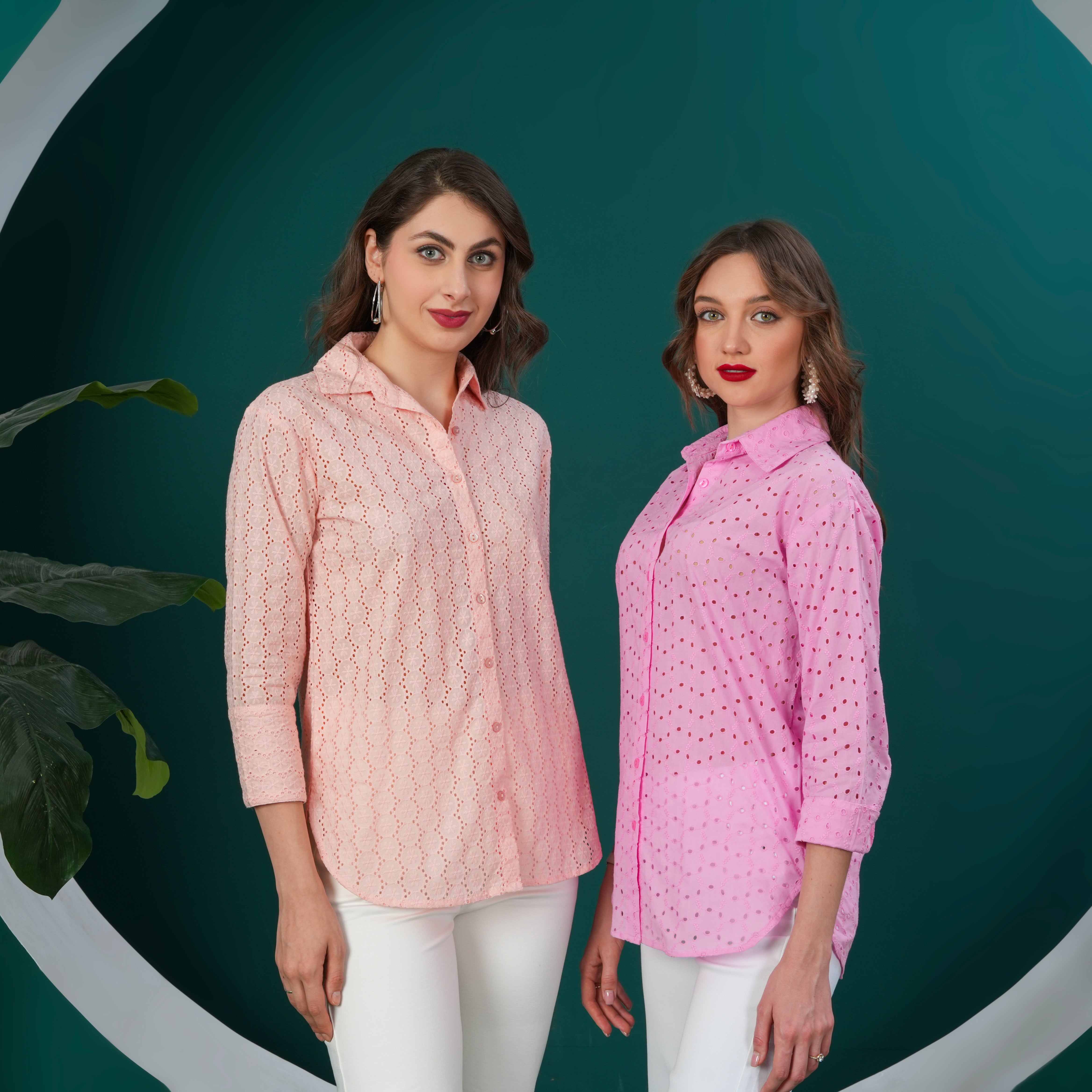 Pink Designer Schiffli Shirt