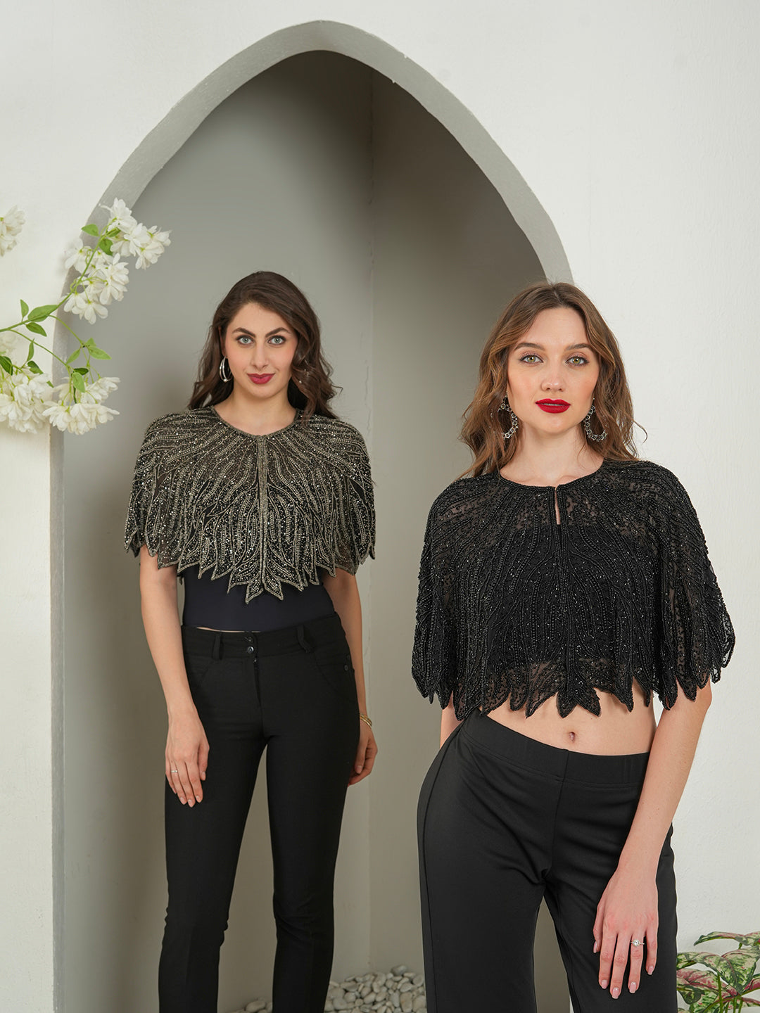 Saturn Embellished Cape Shrug