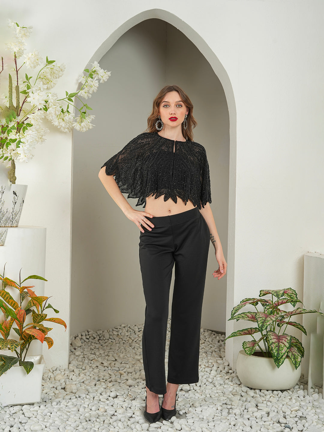 Saturn Embellished Cape Shrug
