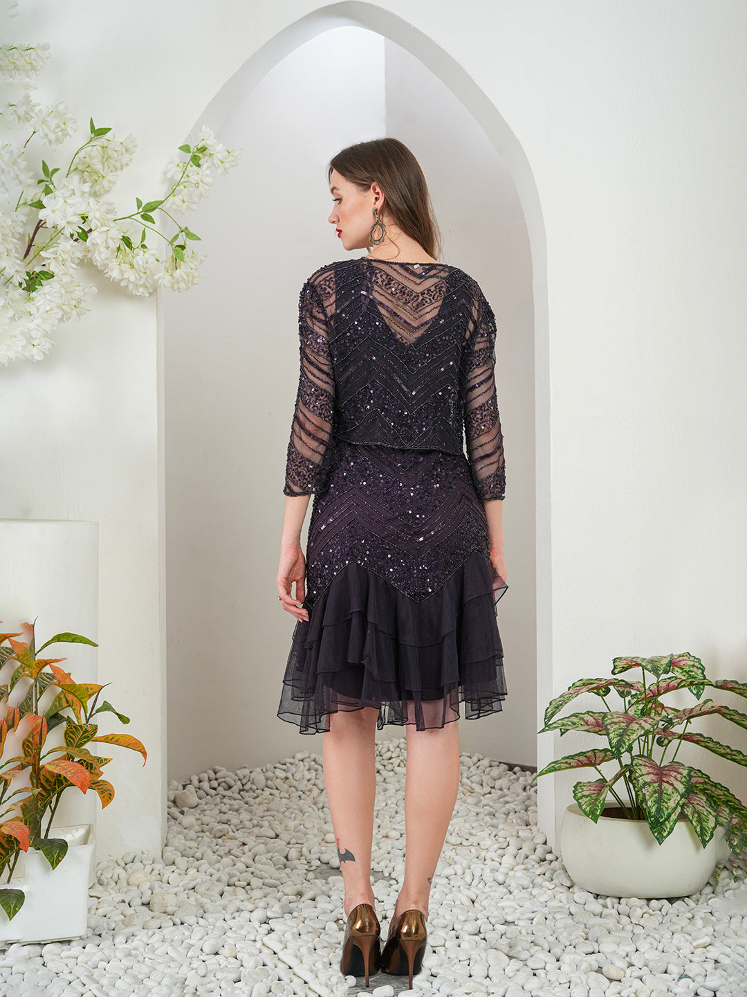 Martha Embellished Dress with Shrug