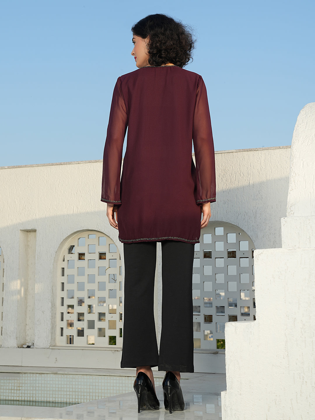 Husna Embellished V Neck Kurti