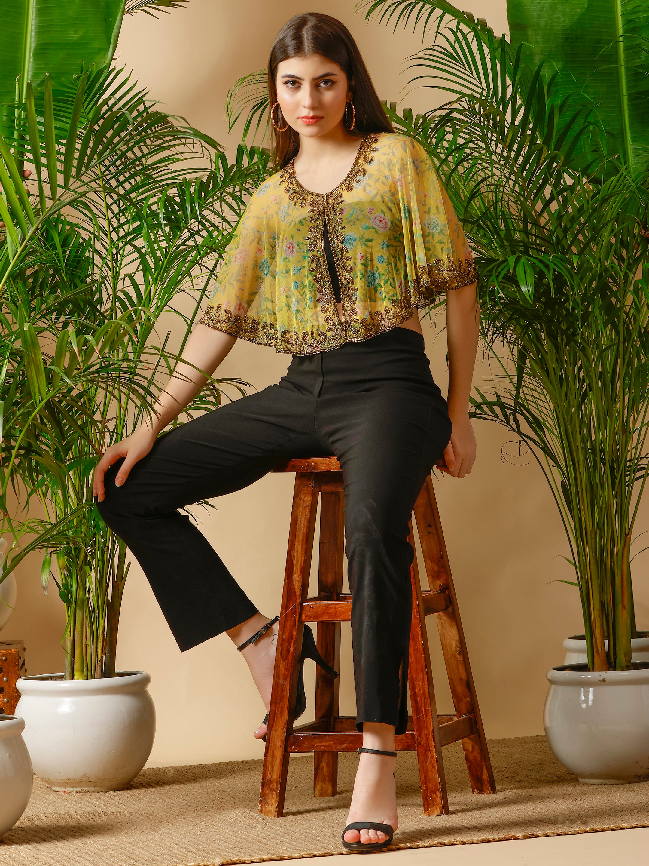 Short Embellished Cape Shrug