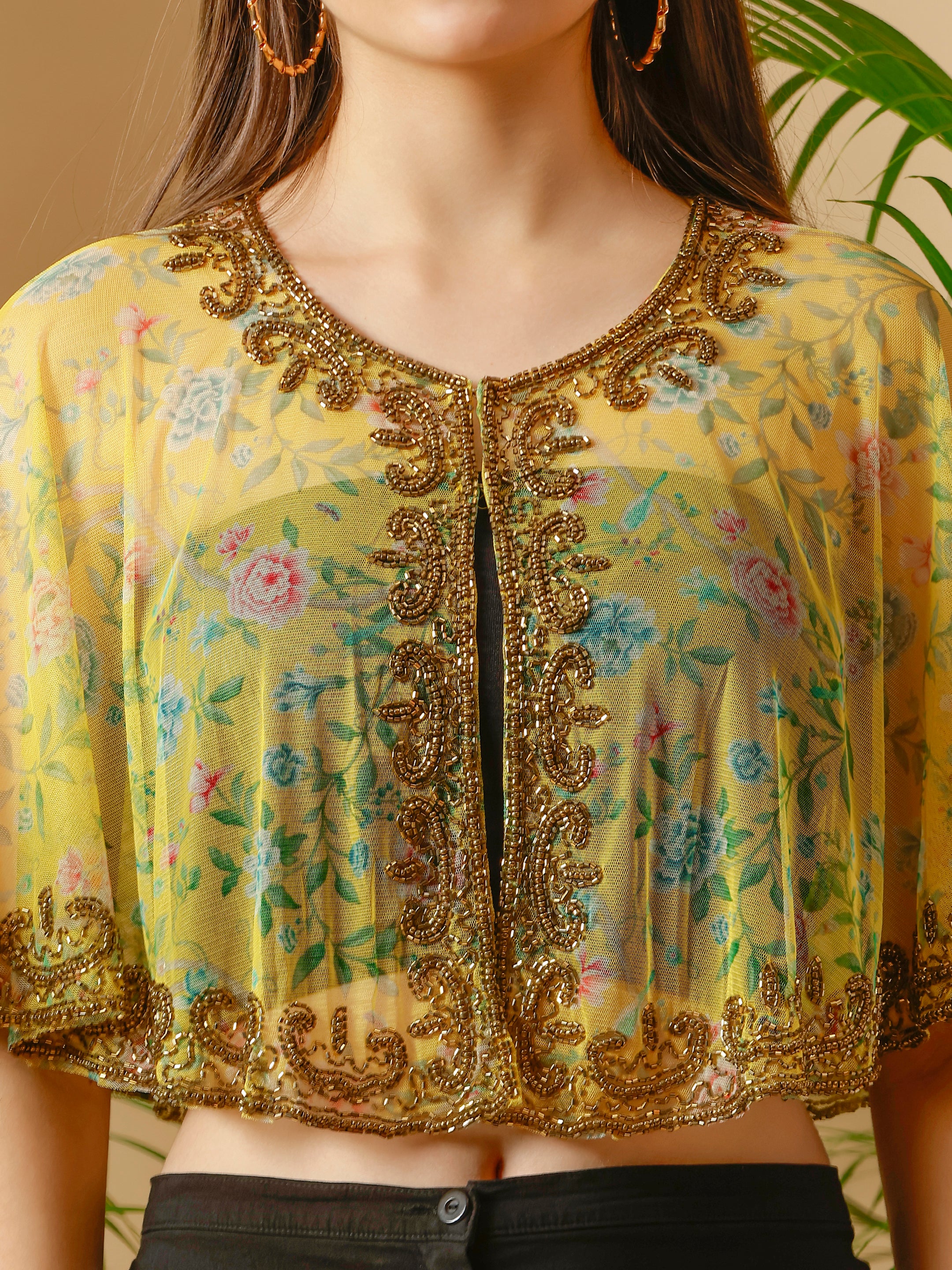 Short Embellished Cape Shrug