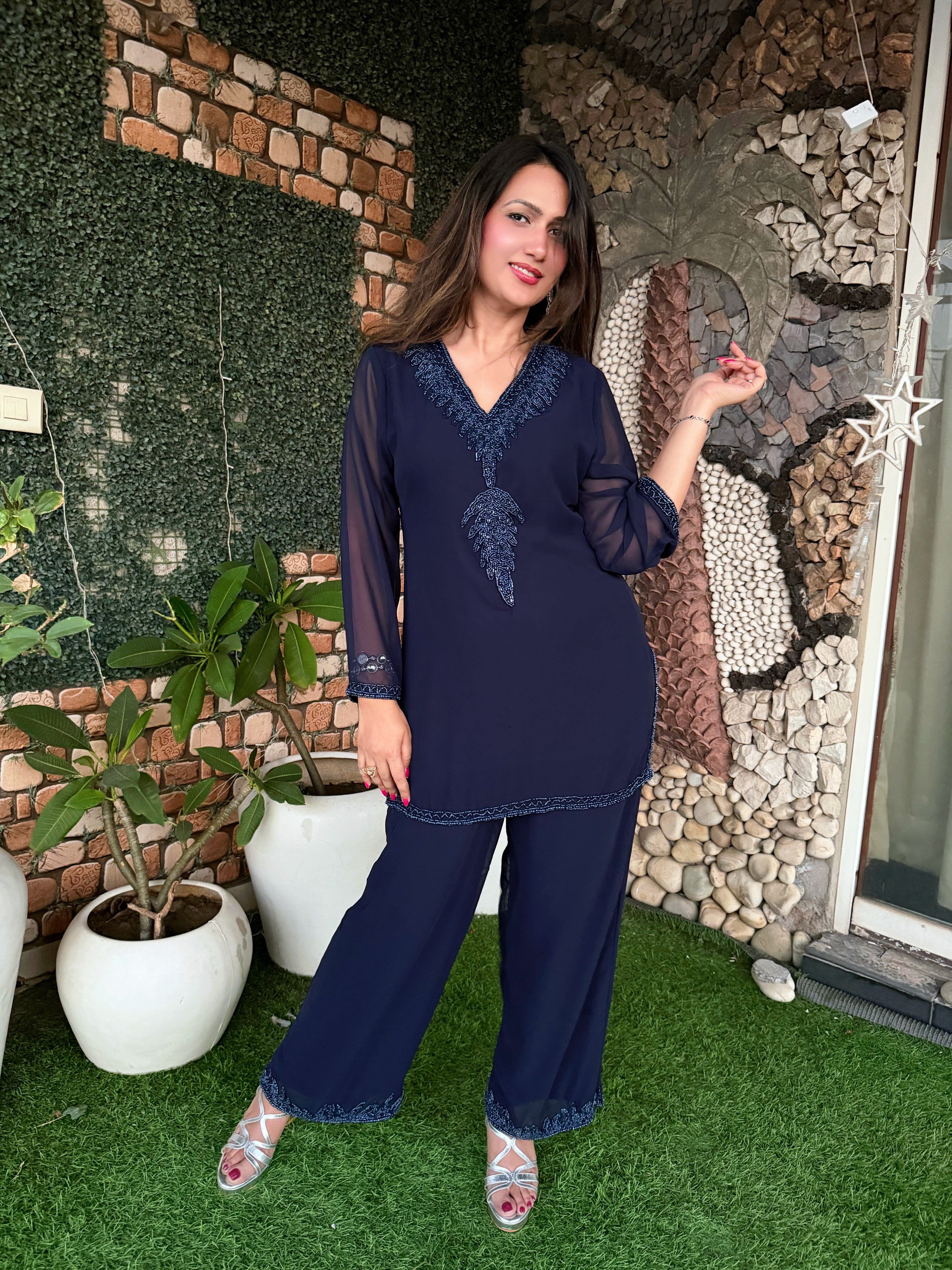 Noorani Co-Ord Set(With Lining)