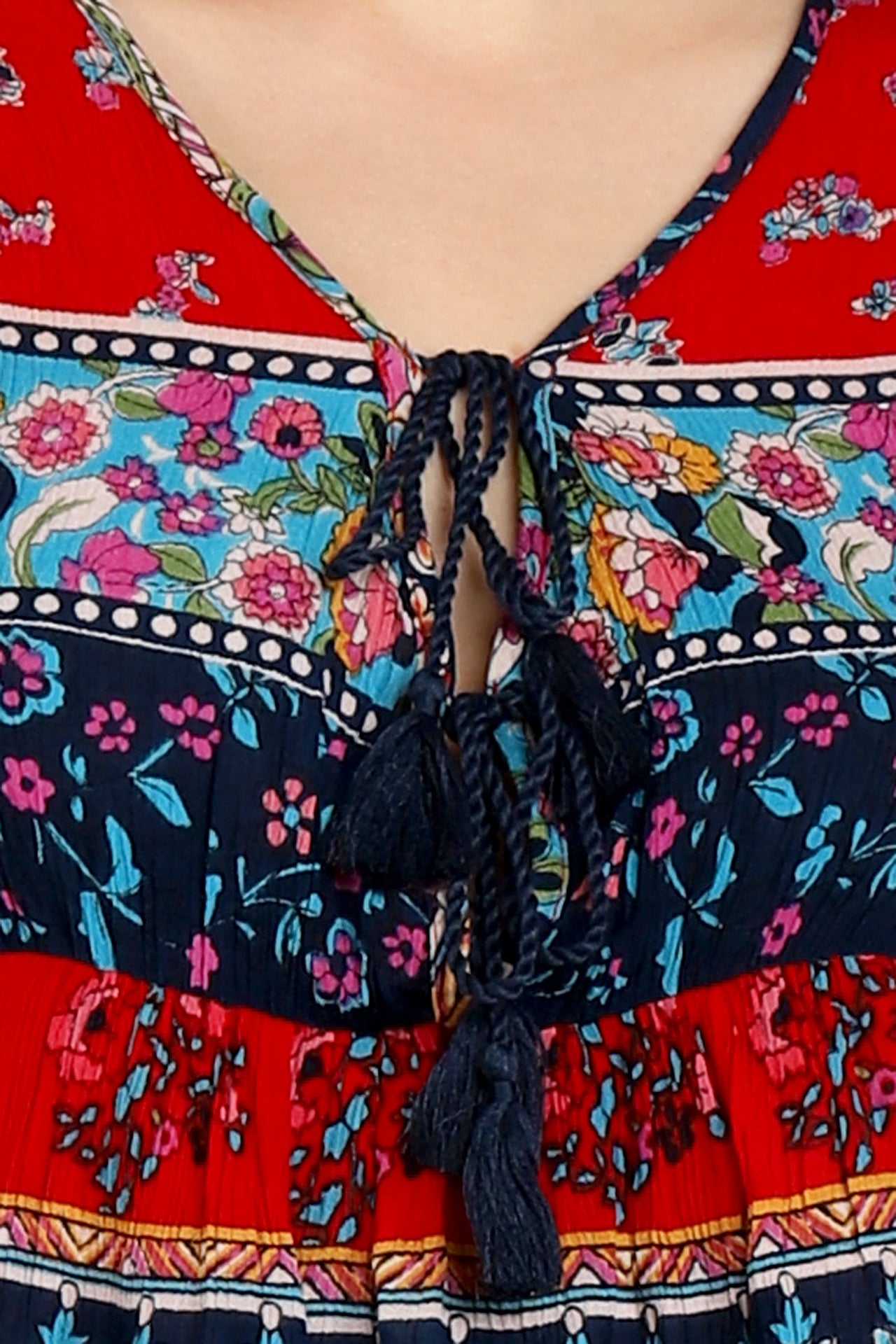 Floral Print Sleeveless Blouse Red Multicolour